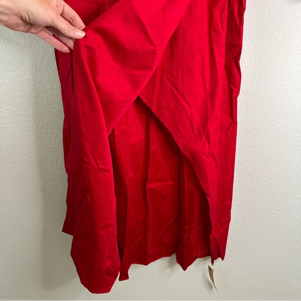 NWT REFORMATION Isaac Ruched Organic Cotton Dress in Red SZ US 8 - Picture 6 of 11